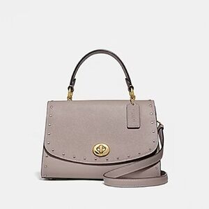 Coach Tilly Top Handle Satchel Crossbody Bag Grey with Rivets